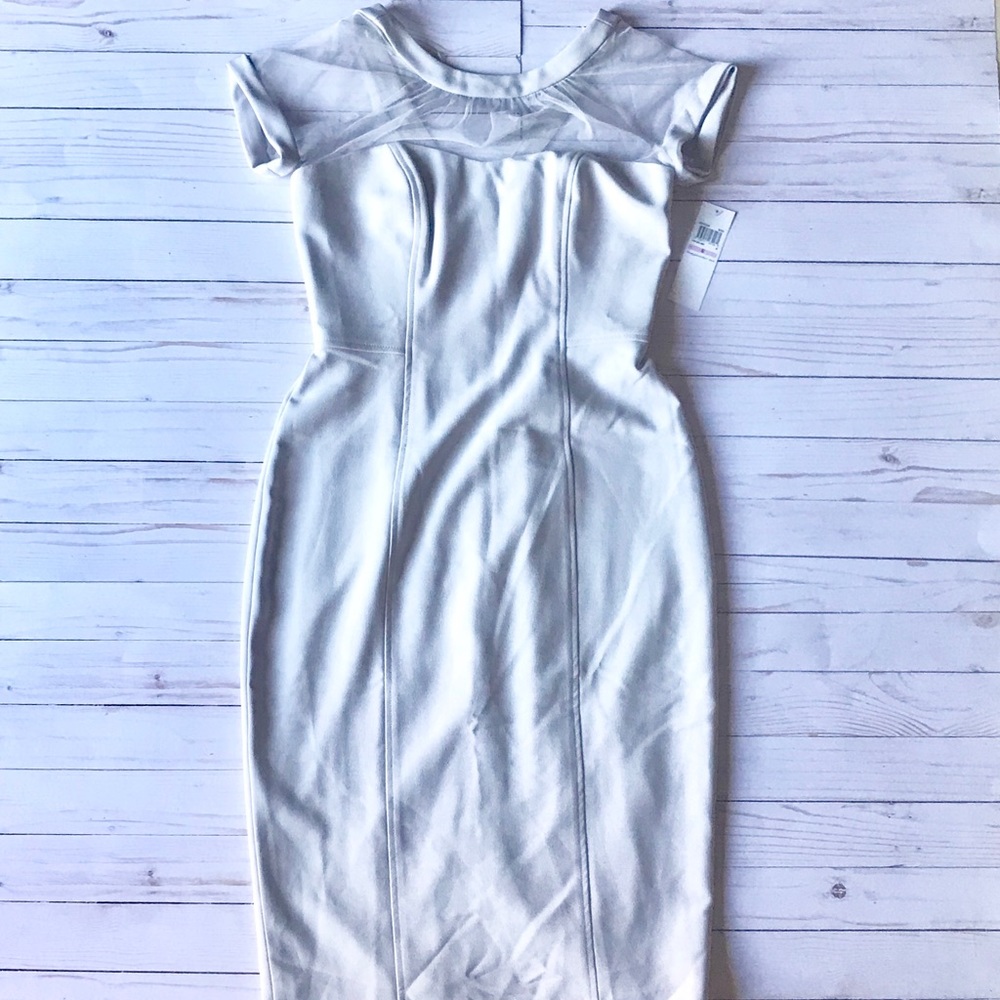 Light gray dress with mesh top